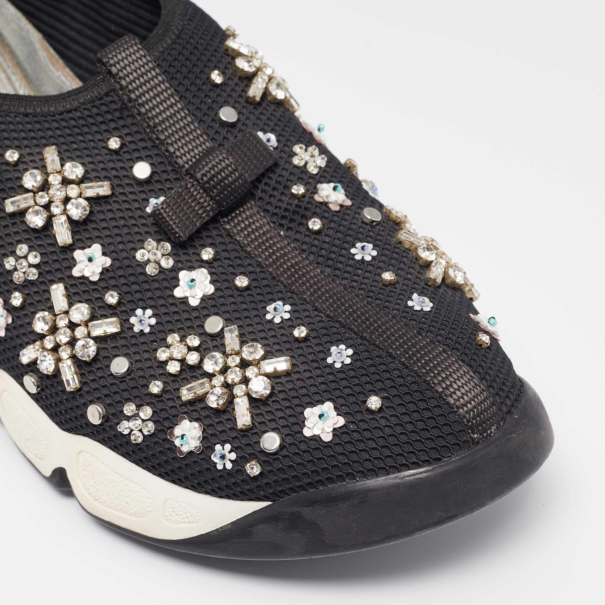 Dior Schwarze verzierte Mesh Fusion Turnschuhe aus Mesh Größe 39 3