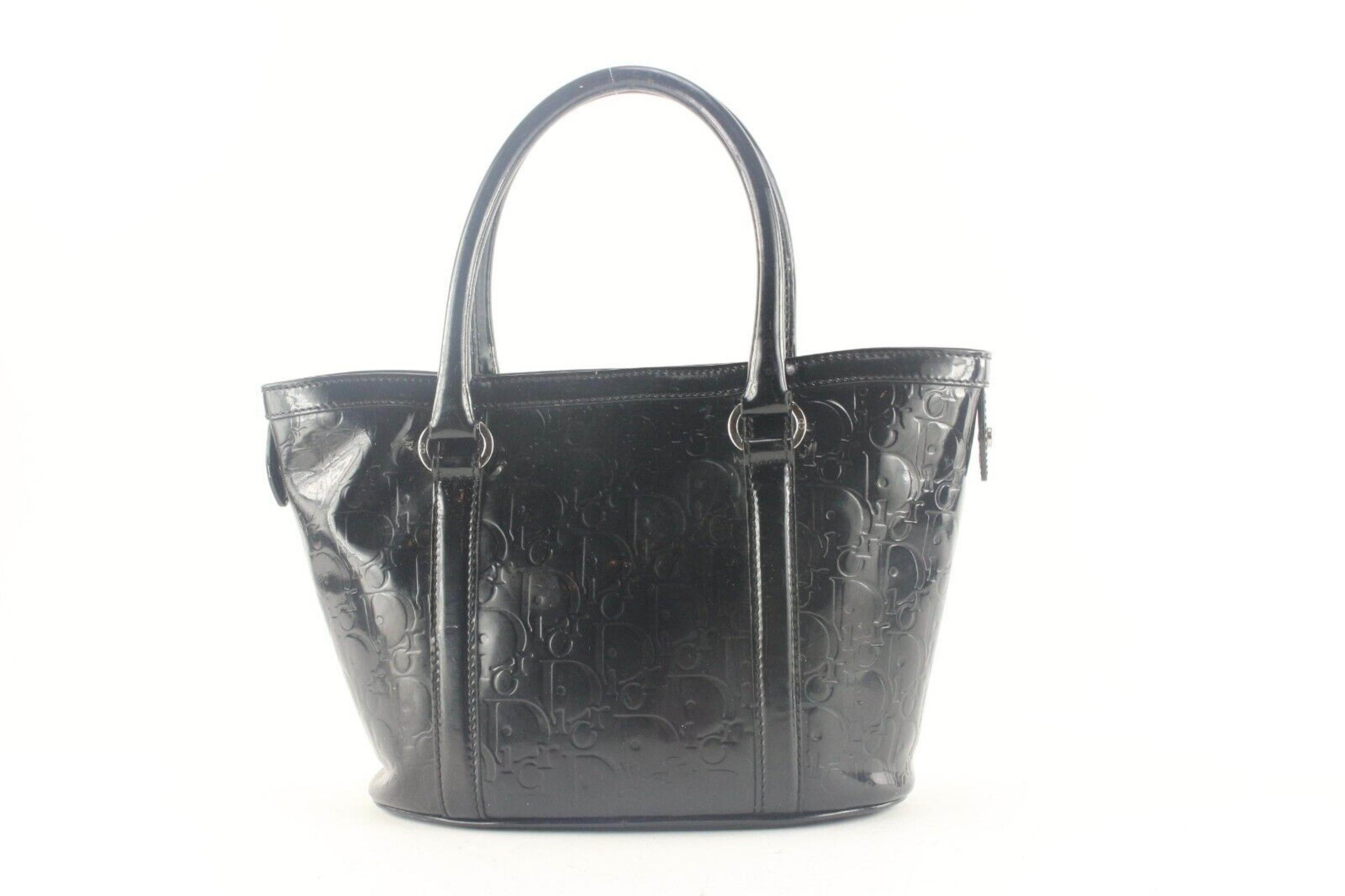 DIor Black Embossed Patent Tote 1D717K For Sale 2