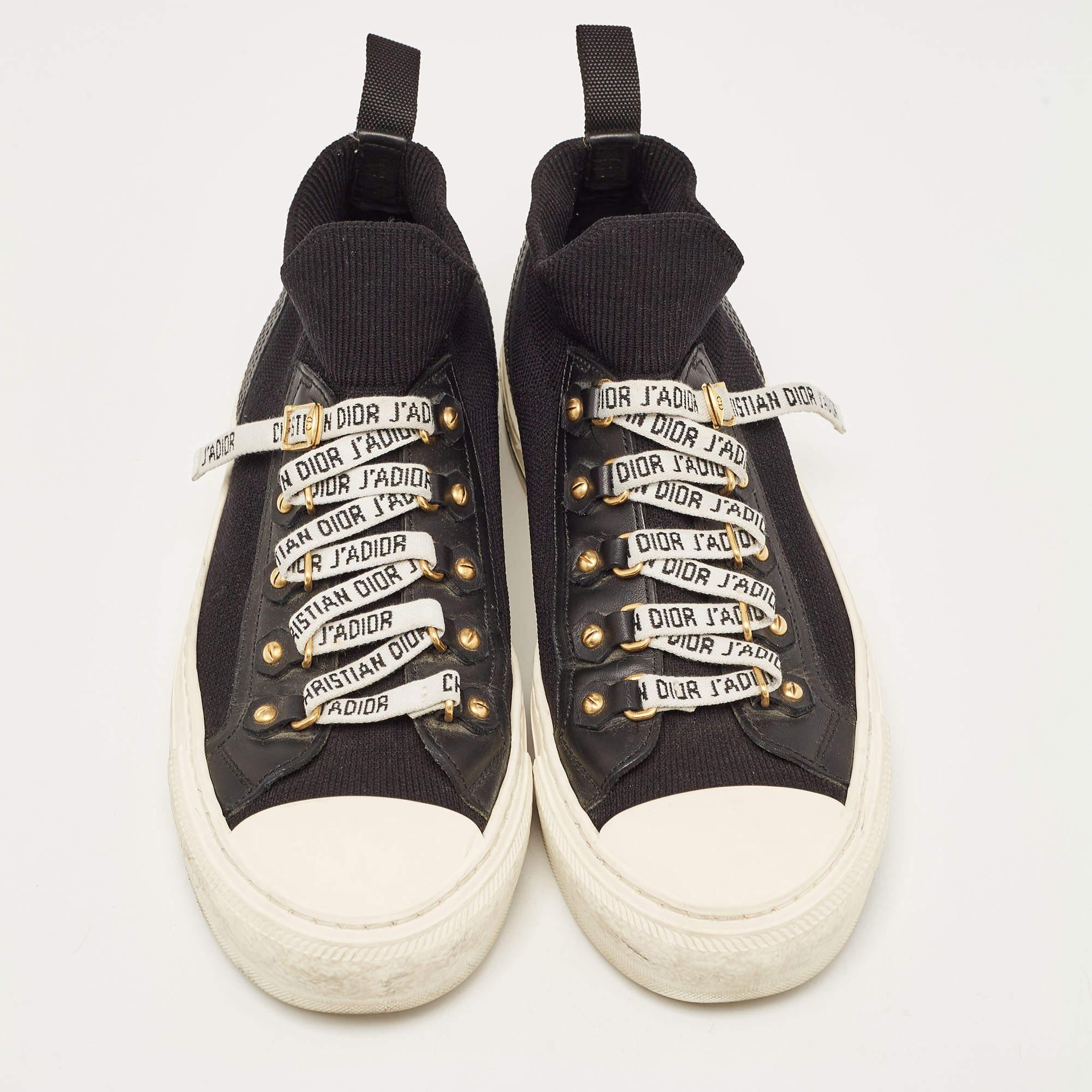 Dior Black Fabric and Leather Walk'n'Dior High Top Sneakers Size 36 1