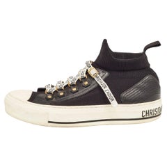 Dior Schwarze Walk'n'Dior High Top Turnschuhe aus Stoff und Leder Größe 36