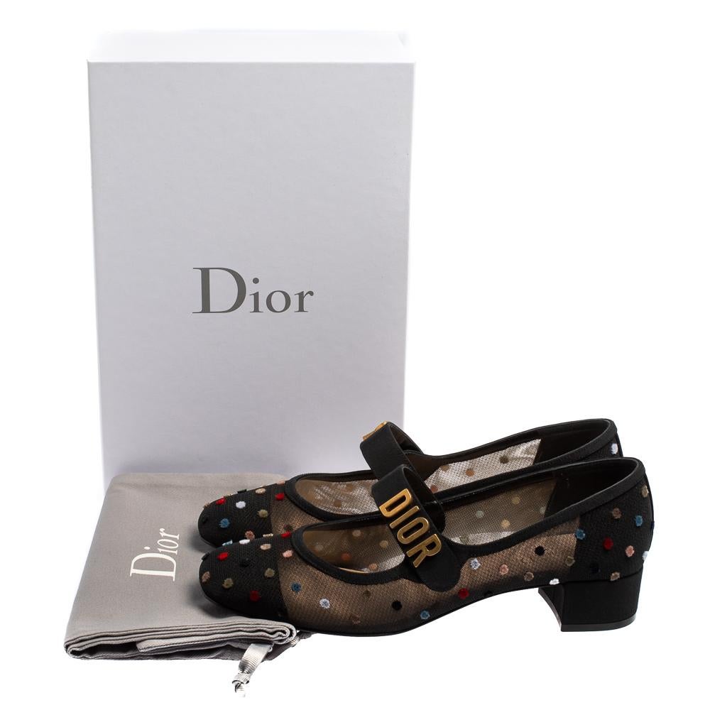 Dior Black Fabric And Mesh Baby-D Mary Jane Pumps Size 40 1