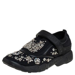 Christian Dior Schwarze Sneakers aus Stoff und Mesh mit Fusion-Verzierung Größe 36,5