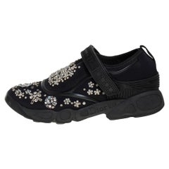 Christian Dior Schwarze Sneakers aus Stoff und Mesh mit Fusion-Verzierung Größe 36,5