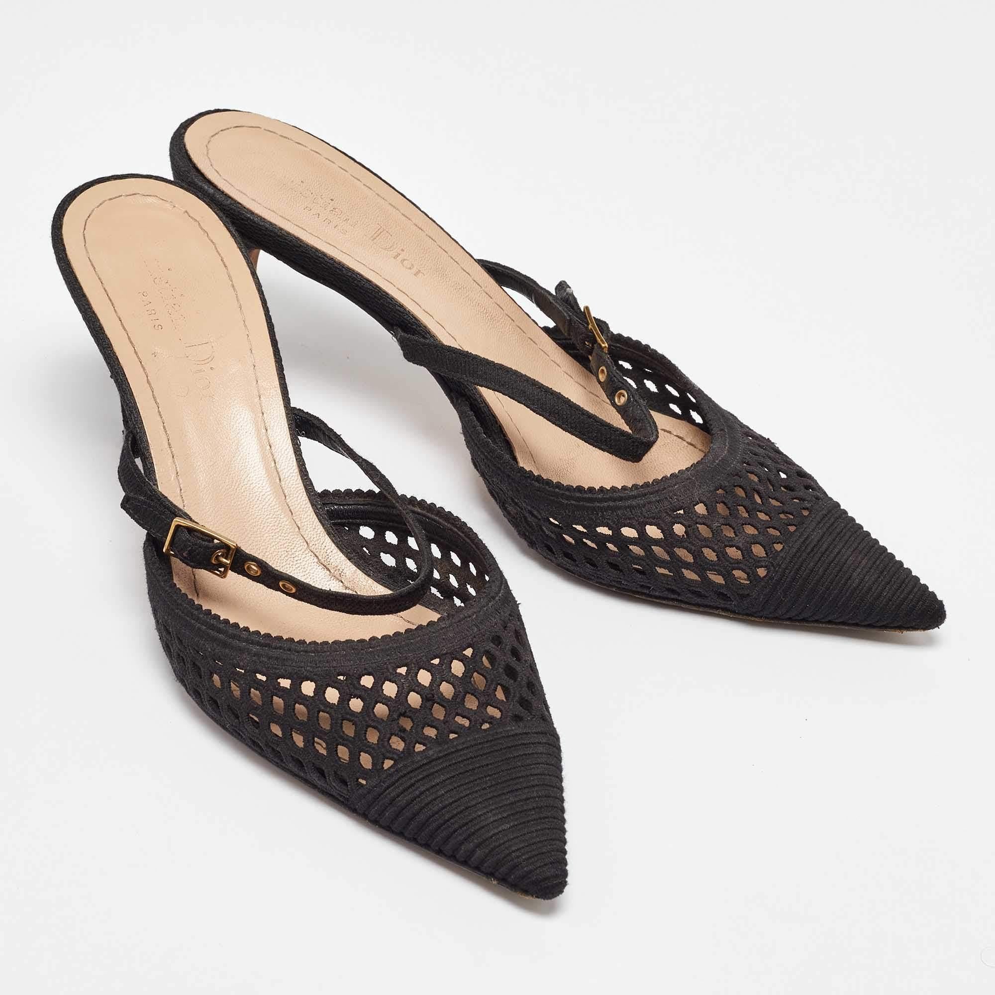Women's Dior Black Fabric Dior Capture Mules Size 38.5 For Sale