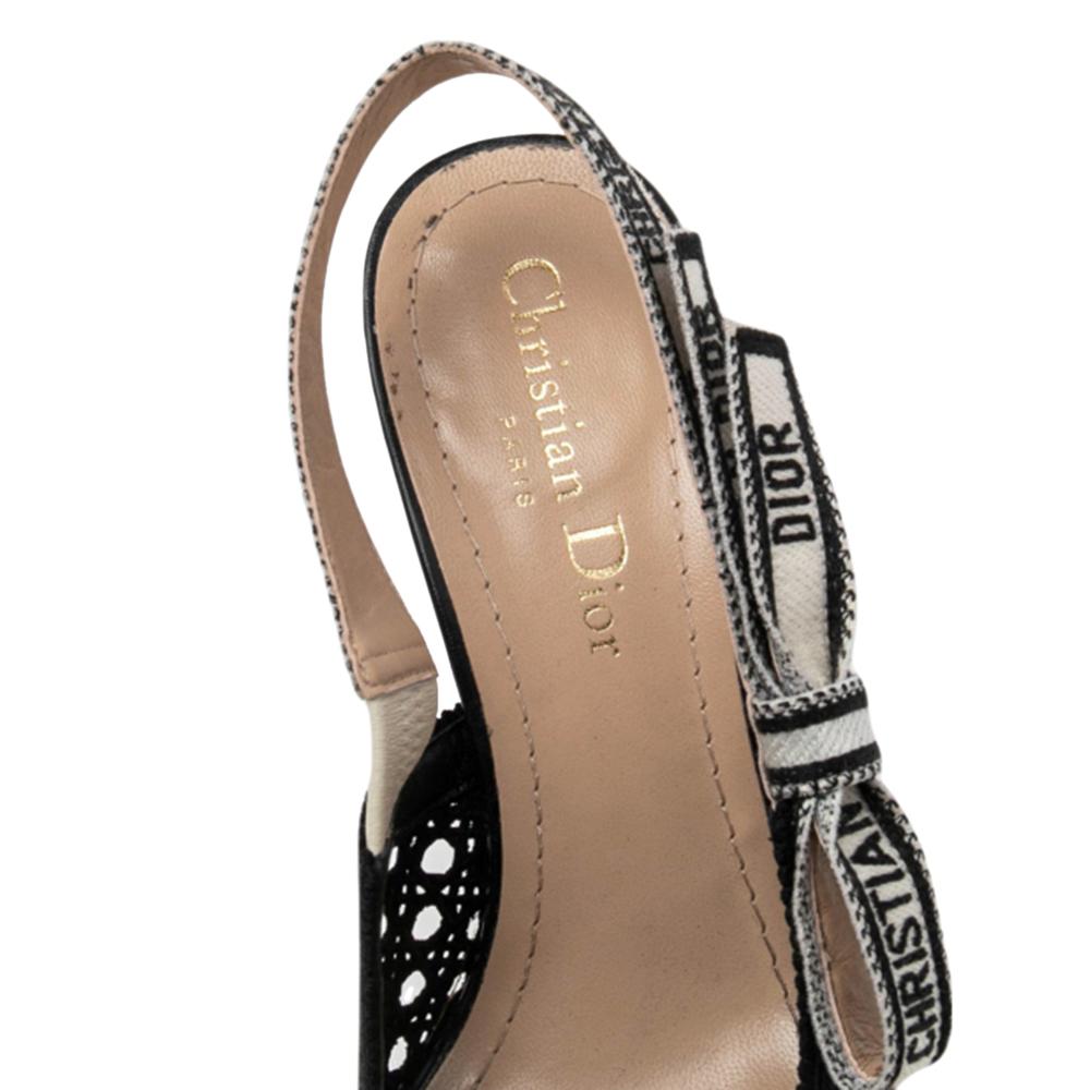 Dior Black Fabric Moi Slingback Sandals Size 36.5 2