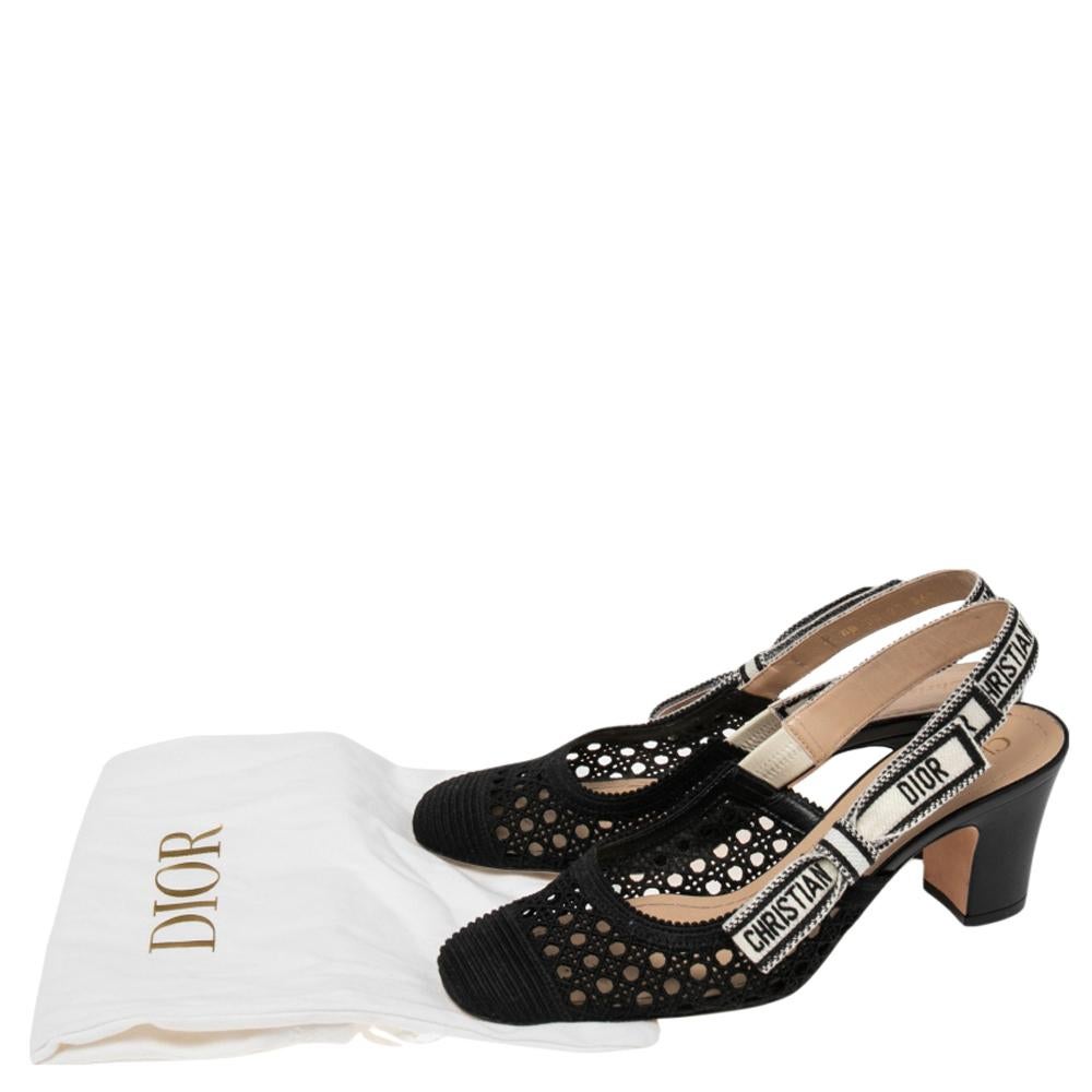 Dior Black Fabric Moi Slingback Sandals Size 36.5 3