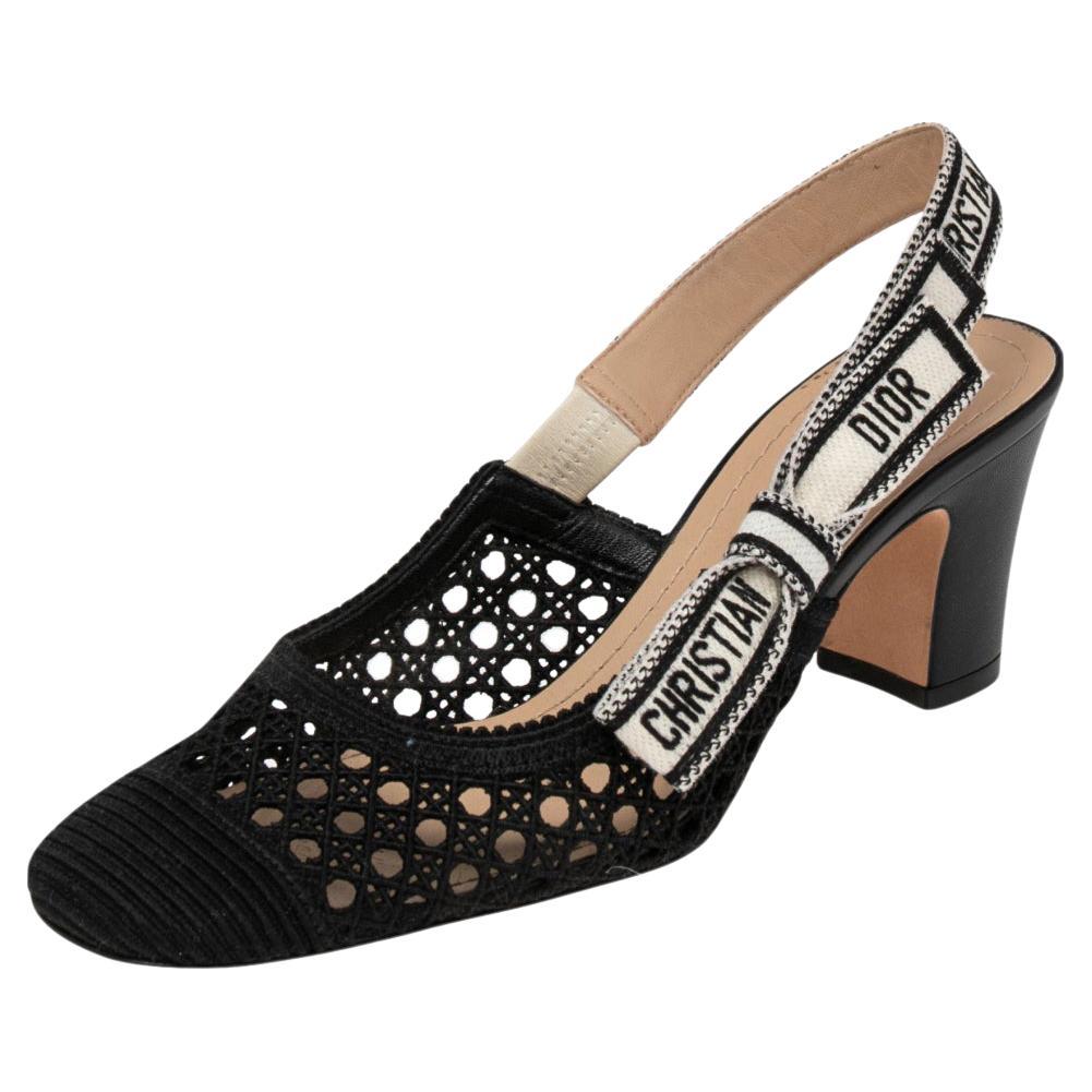 Dior Black Fabric Moi Slingback Sandals Size 36.5