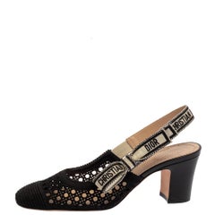 Dior Moi Slingback-Sandalen aus schwarzem Stoff, Größe 37