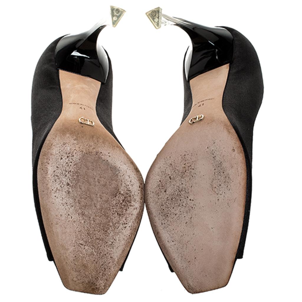 Dior Black Fabric Peep Toe Lucite Heel Pumps Size 41 2