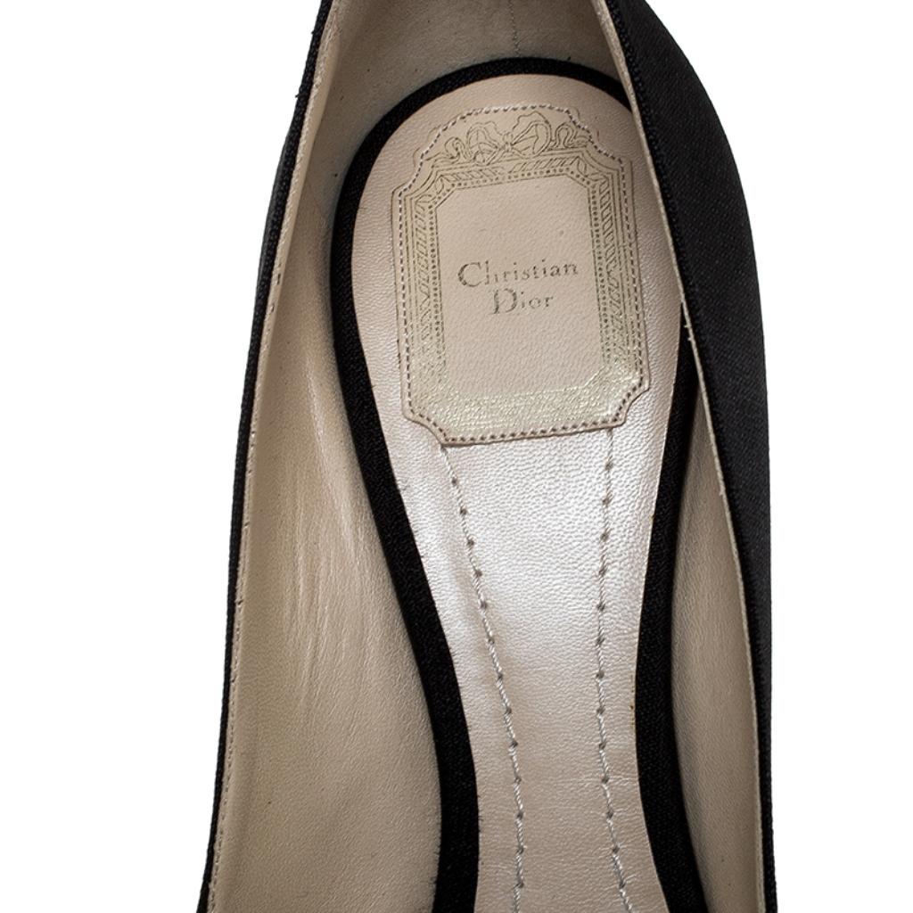 Dior Black Fabric Peep Toe Lucite Heel Pumps Size 41 3