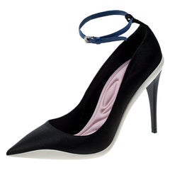 Dior Black Fabric Pointed Toe Ankle Strap Pumps Size 37
