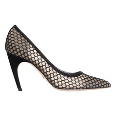 Dior Black Fish Net Suede Trim Pumps Size IT 40