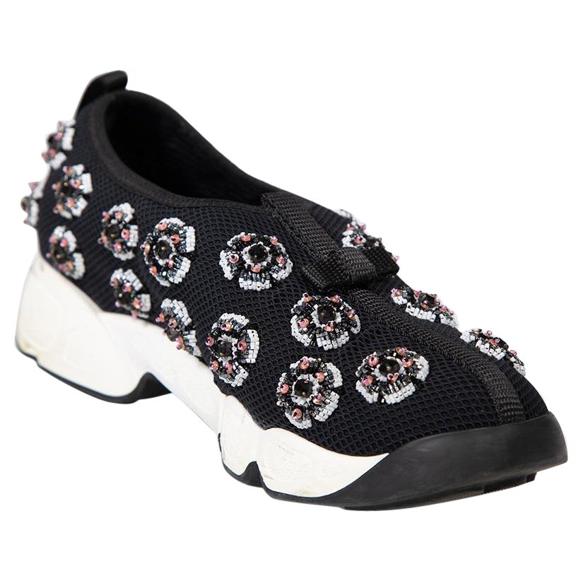 Dior Black Floral Embellished Fusion Trainers Size IT 36