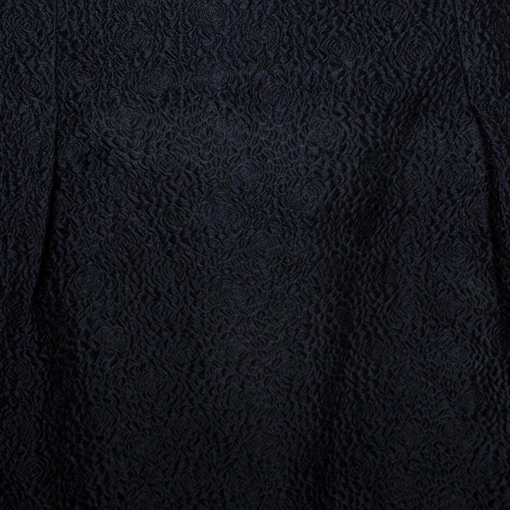 Women's Dior Black Floral Embossed Cotton Silk Flared Skirt M