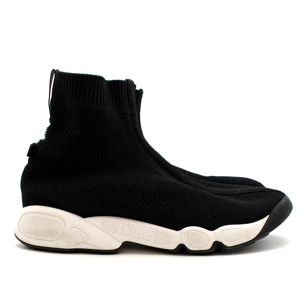 Dior Black Fusion Technical Canvas High Top Sneakers

- Size 38.5 = 5.5 UK
- Sock-like trainers with a woven finish
- White rubber soles with Dior logo embossment
- 'Christian Dior' logo back pull ups with bow
- Almond shape
- This material does not
