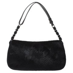 Dior Black/Gold Embellished Calfhair Maris Pearl Shoulder Bag
