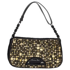 Retro Dior Black/Gold Embellished Calfhair Maris Pearl Shoulder Bag