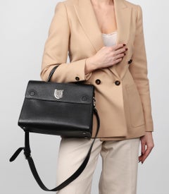 Dior Black Grained Calfskin Leather Diorever Flap Tote
