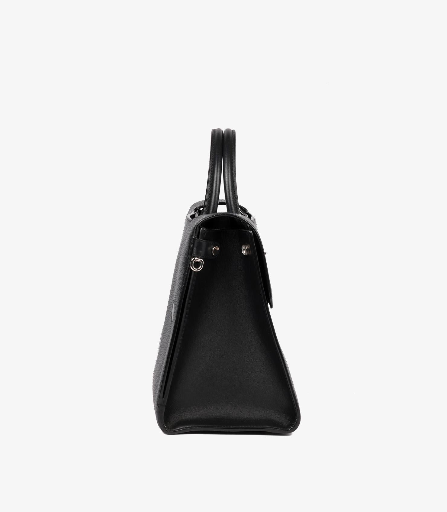 Dior Black Calfskin Grained Leather Diorever Flap Tote Unisexe en vente