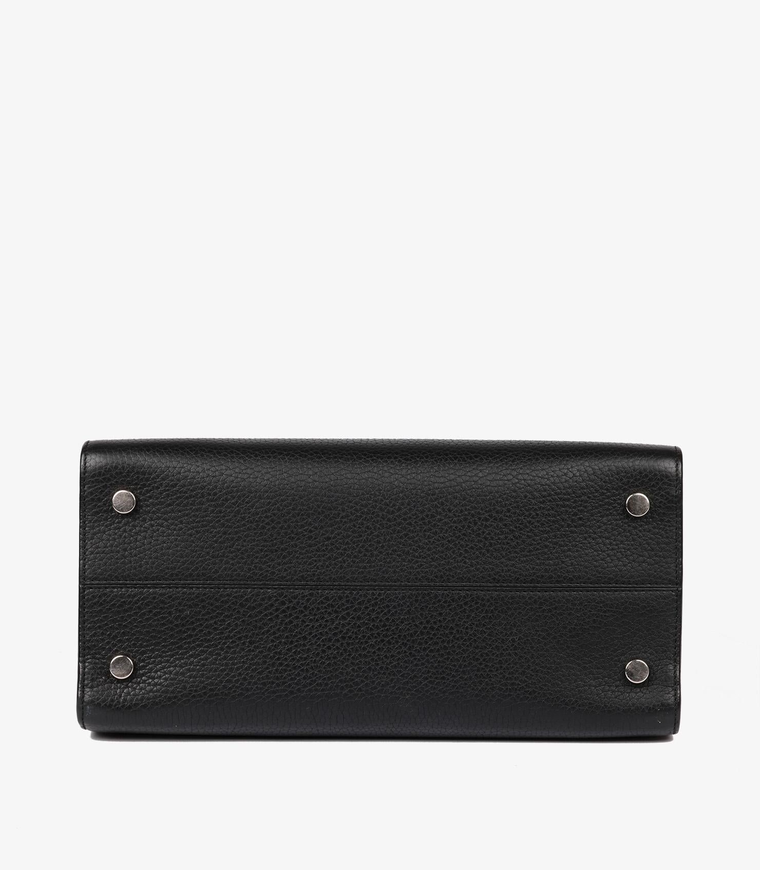 Dior Black Grained Calfskin Leather Diorever Flap Tote en vente 2