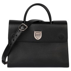 Dior Black Grained Calfskin Leather Diorever Flap Tote