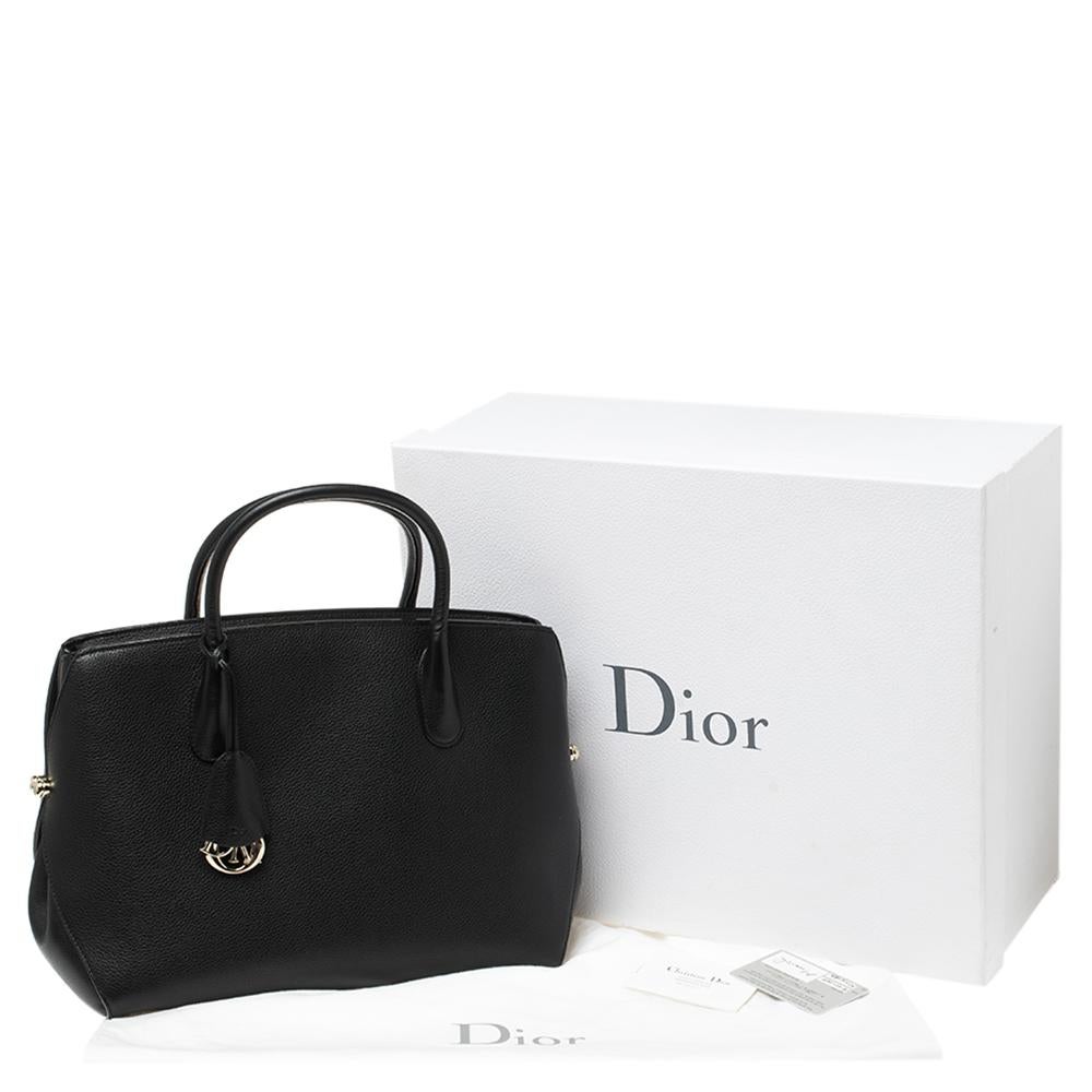 Dior Black Grained Leather Large Open Bar Tote 7
