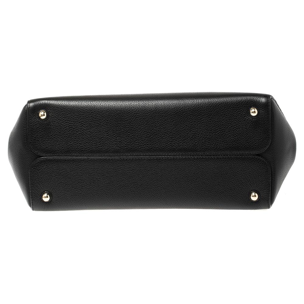 Dior Black Grained Leather Large Open Bar Tote 1