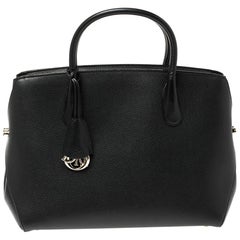 Dior Schwarzes genarbtes Leder Große Tote mit offenem Riegel