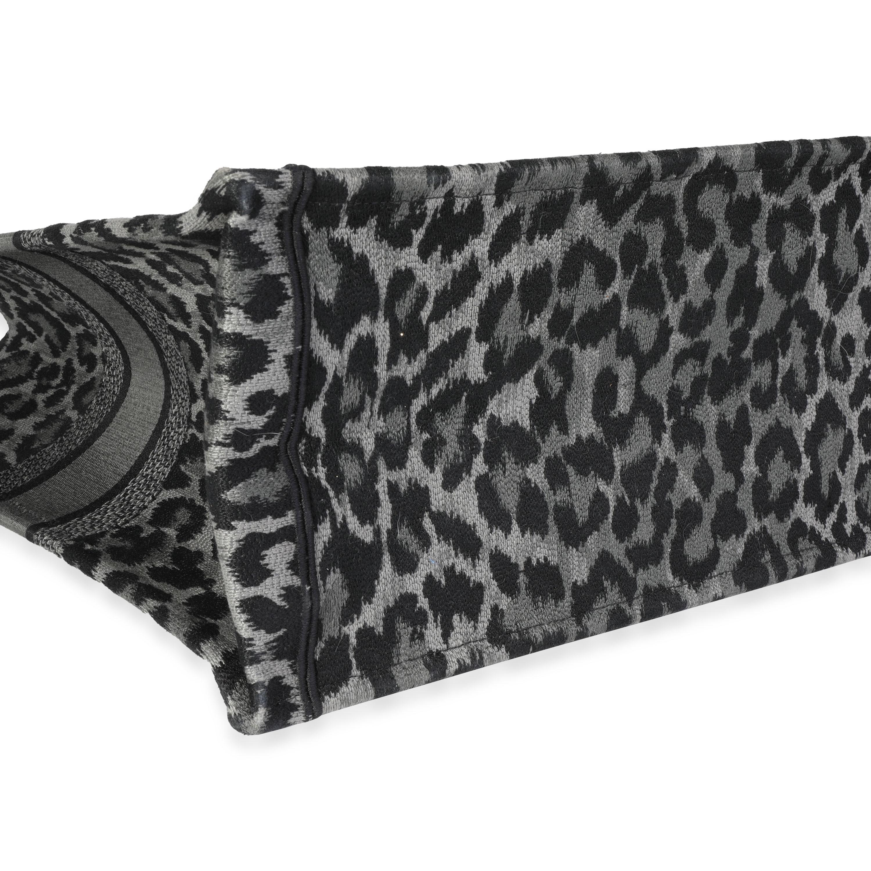 Dior Schwarz-graue Leoparden-Mizza-Stickerei Große Büchertasche Damen