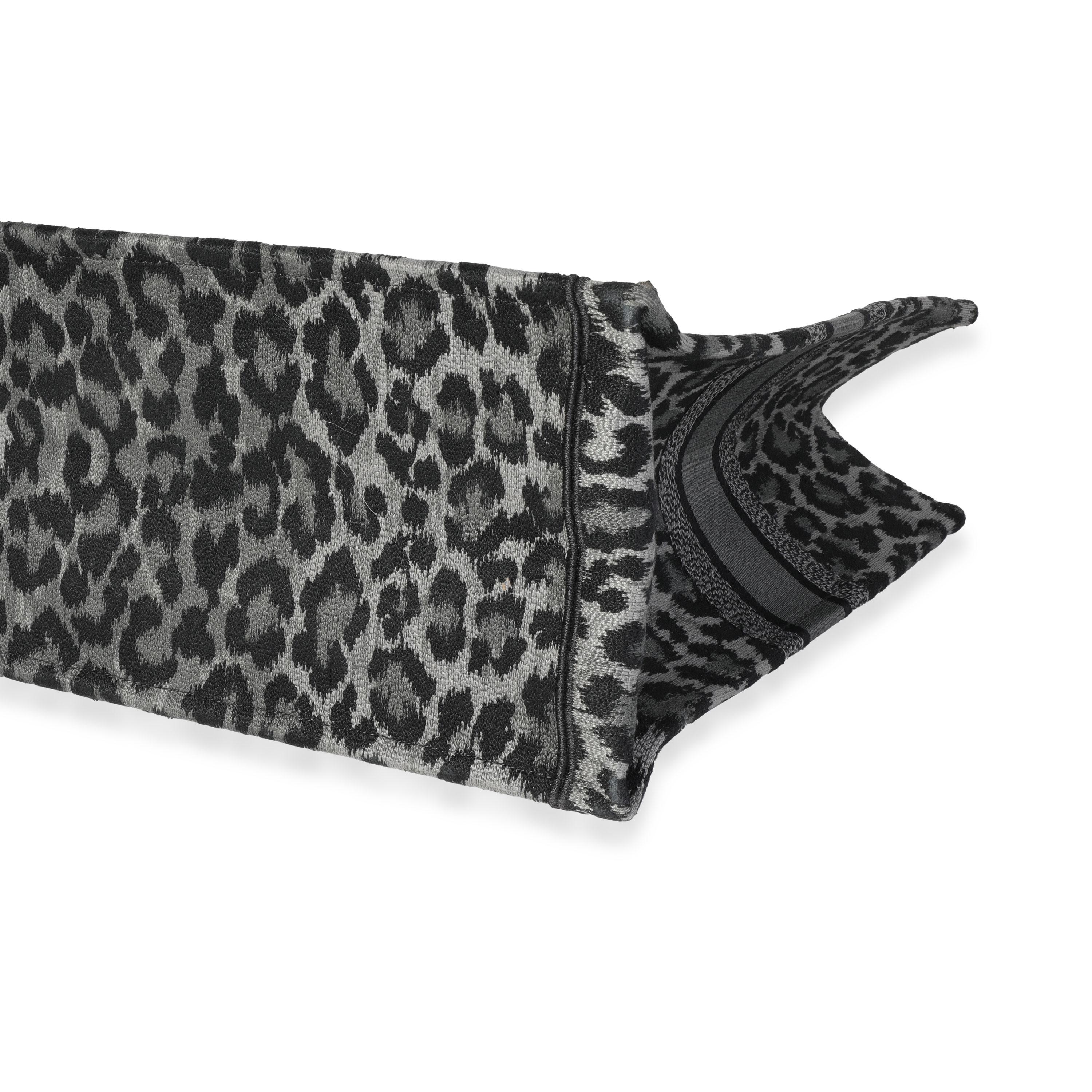 Dior Schwarz-graue Leoparden-Mizza-Stickerei Große Büchertasche 2