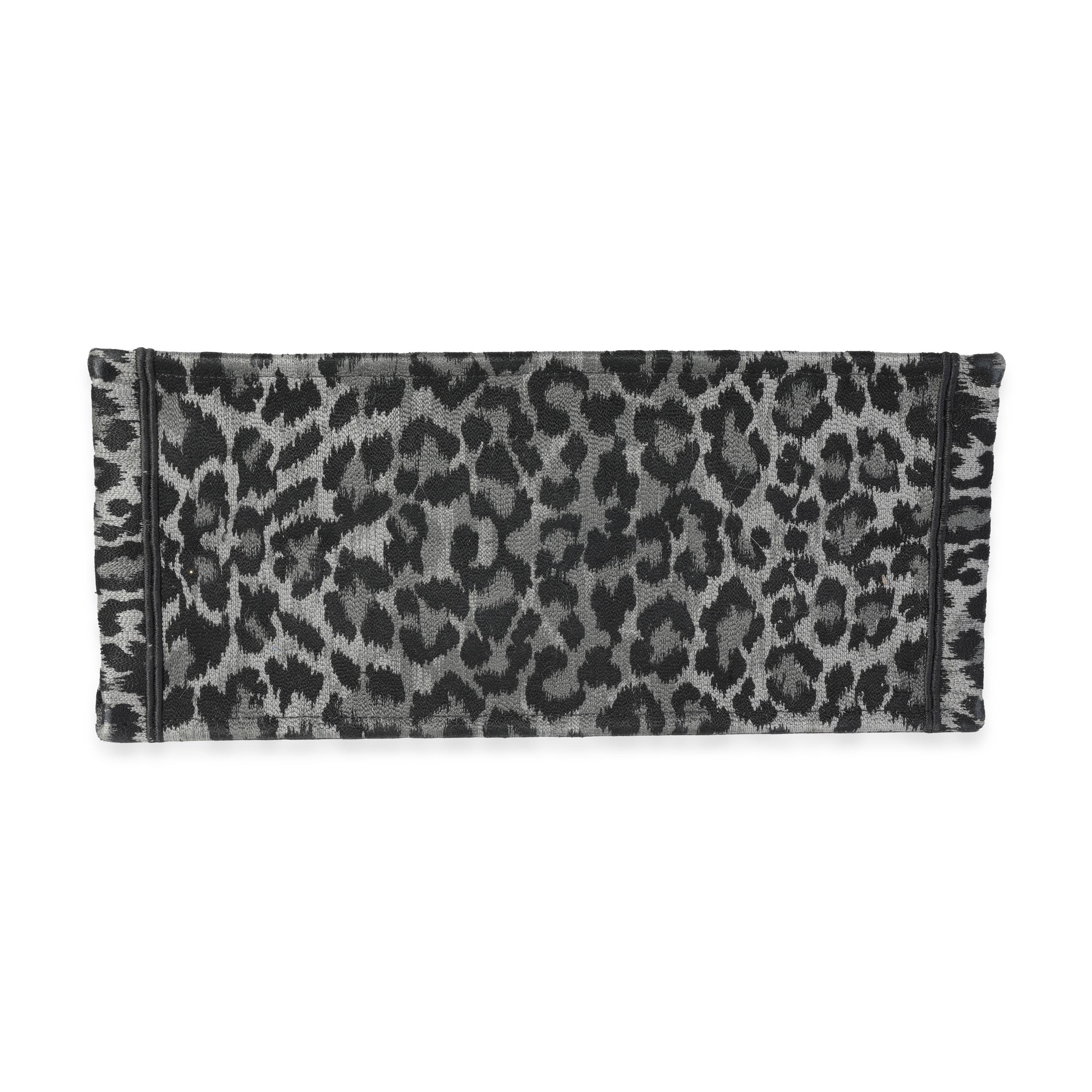 Dior Schwarz-graue Leoparden-Mizza-Stickerei Große Büchertasche 3