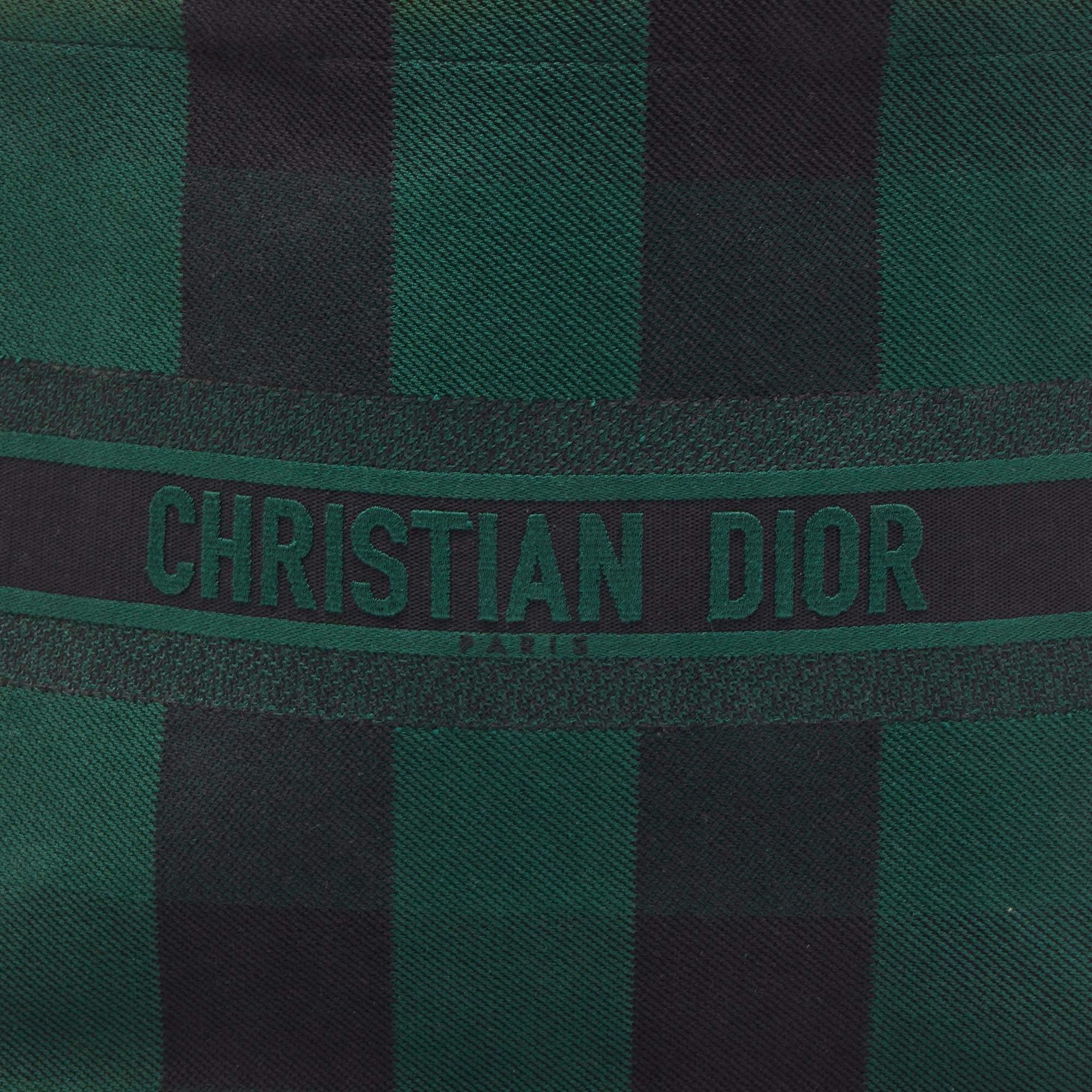 Women's Dior Black/Green Checkered Canvas Large Book Tote