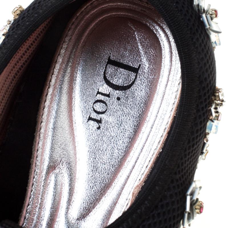 Dior Black/Grey Embellished Fabric Fusion Sneakers Size 37.5 1