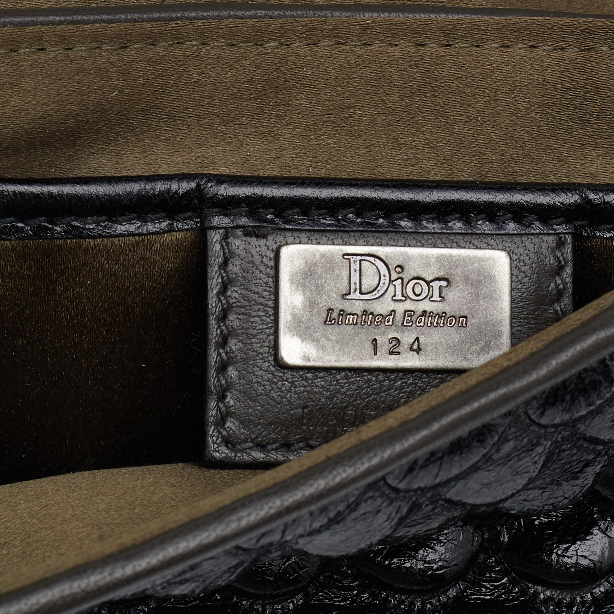 Dior Black/Grey Fish Scale Leather Clutch 4