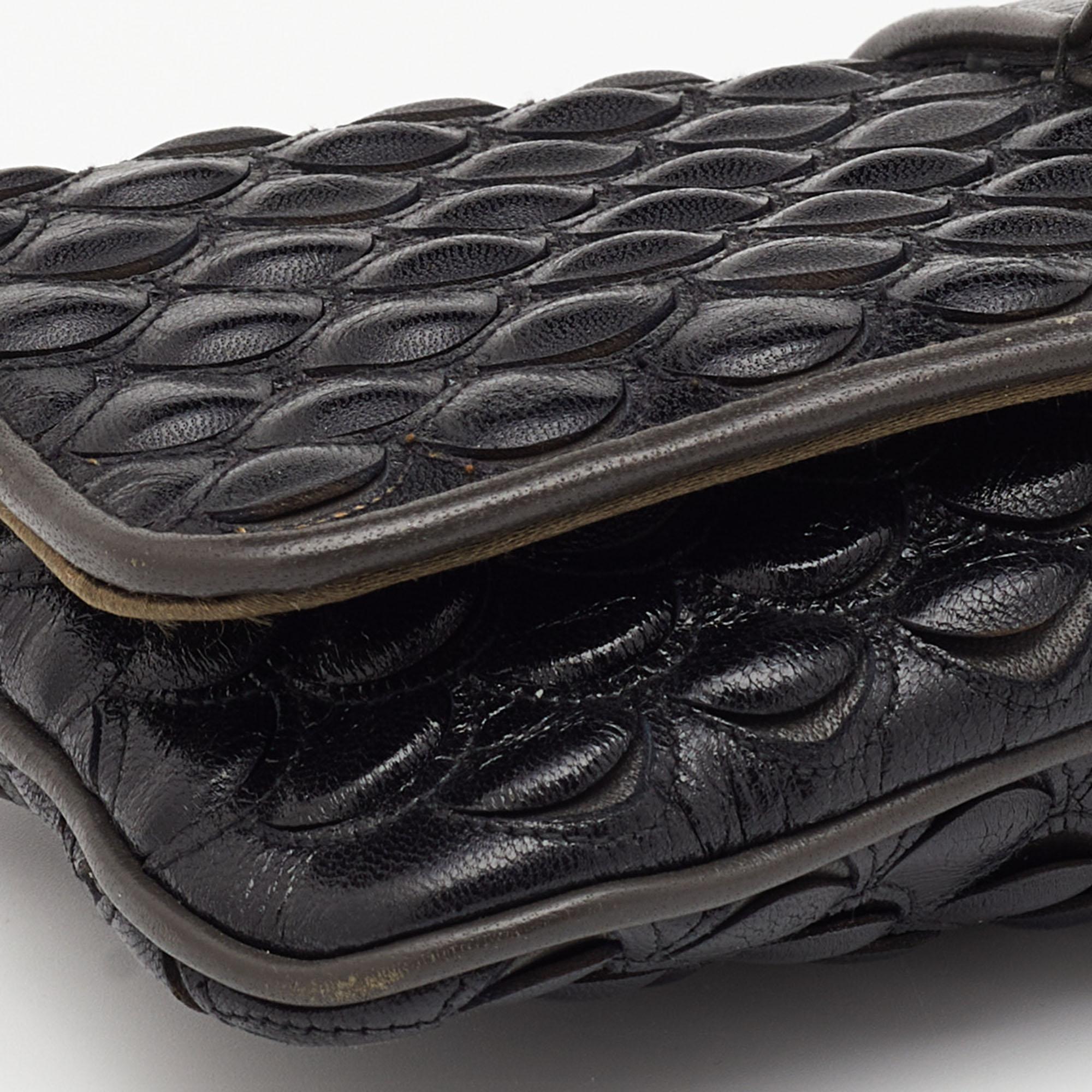 Women's Dior Black/Grey Fish Scale Leather Clutch