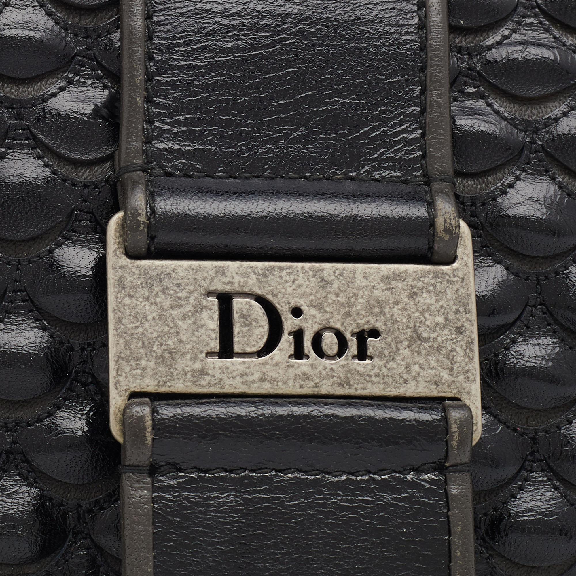 Dior Black/Grey Fish Scale Leather Clutch 1