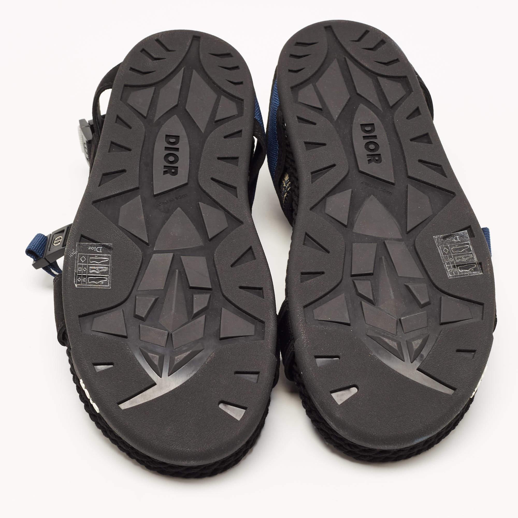 Men's DIOR Black/Grey Jacquard Atlas Sandals Size 43