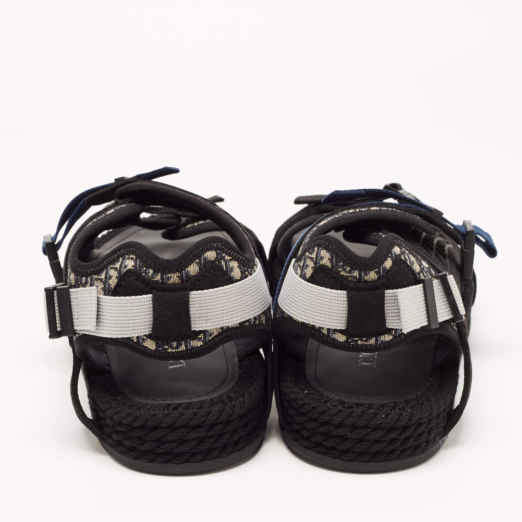 DIOR Black/Grey Jacquard Atlas Sandals Size 43 1