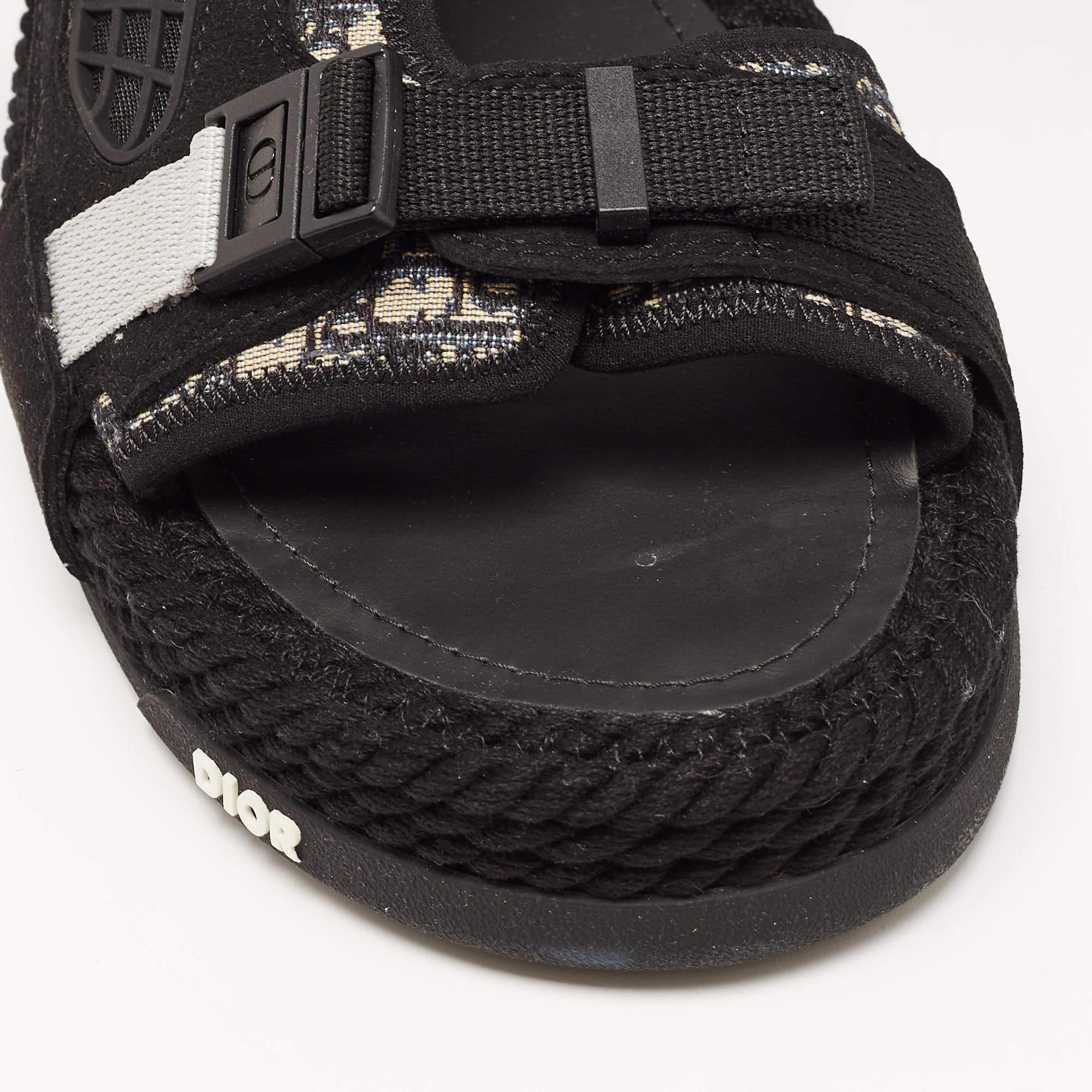 DIOR Black/Grey Jacquard Atlas Sandals Size 43 2
