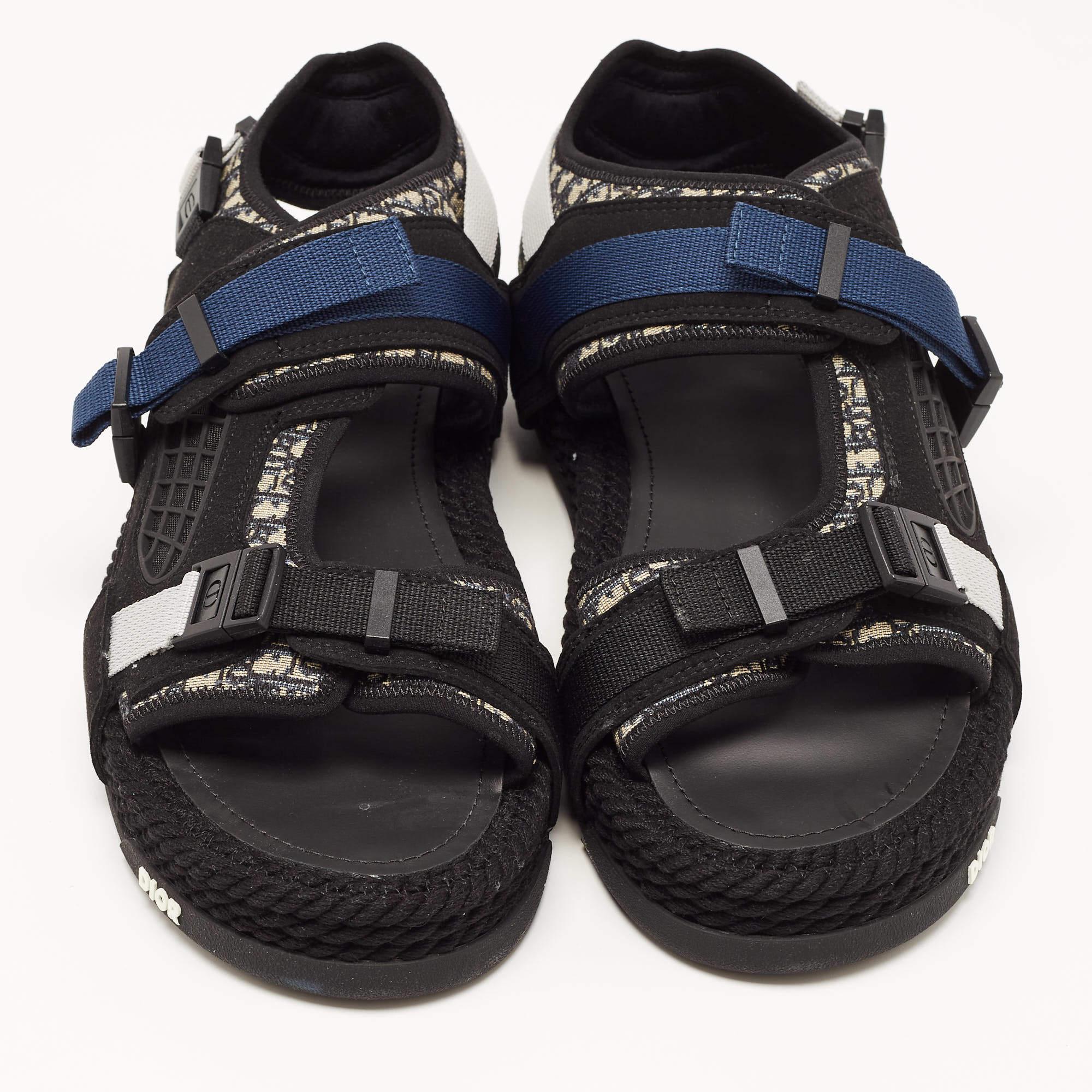 DIOR Black/Grey Jacquard Atlas Sandals Size 43 3