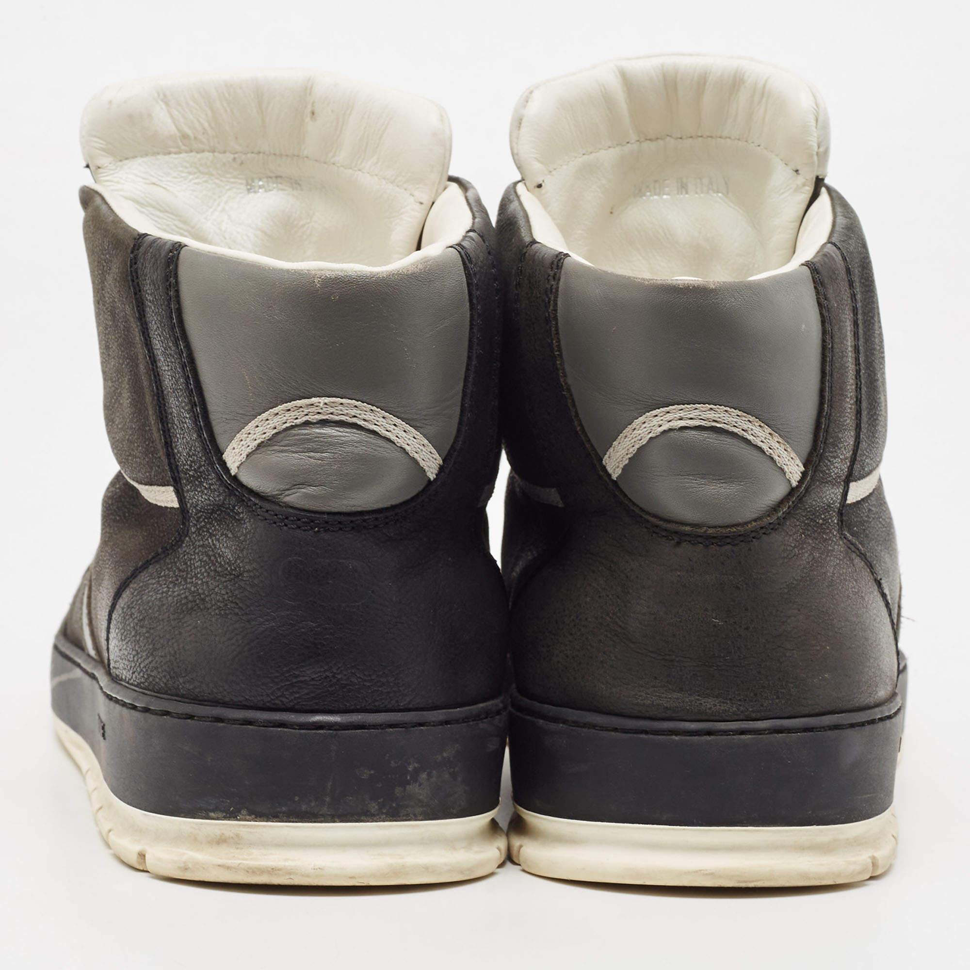 Dior Black/Grey Leather Homme Monochrome High Top Sneakers Size 44 1