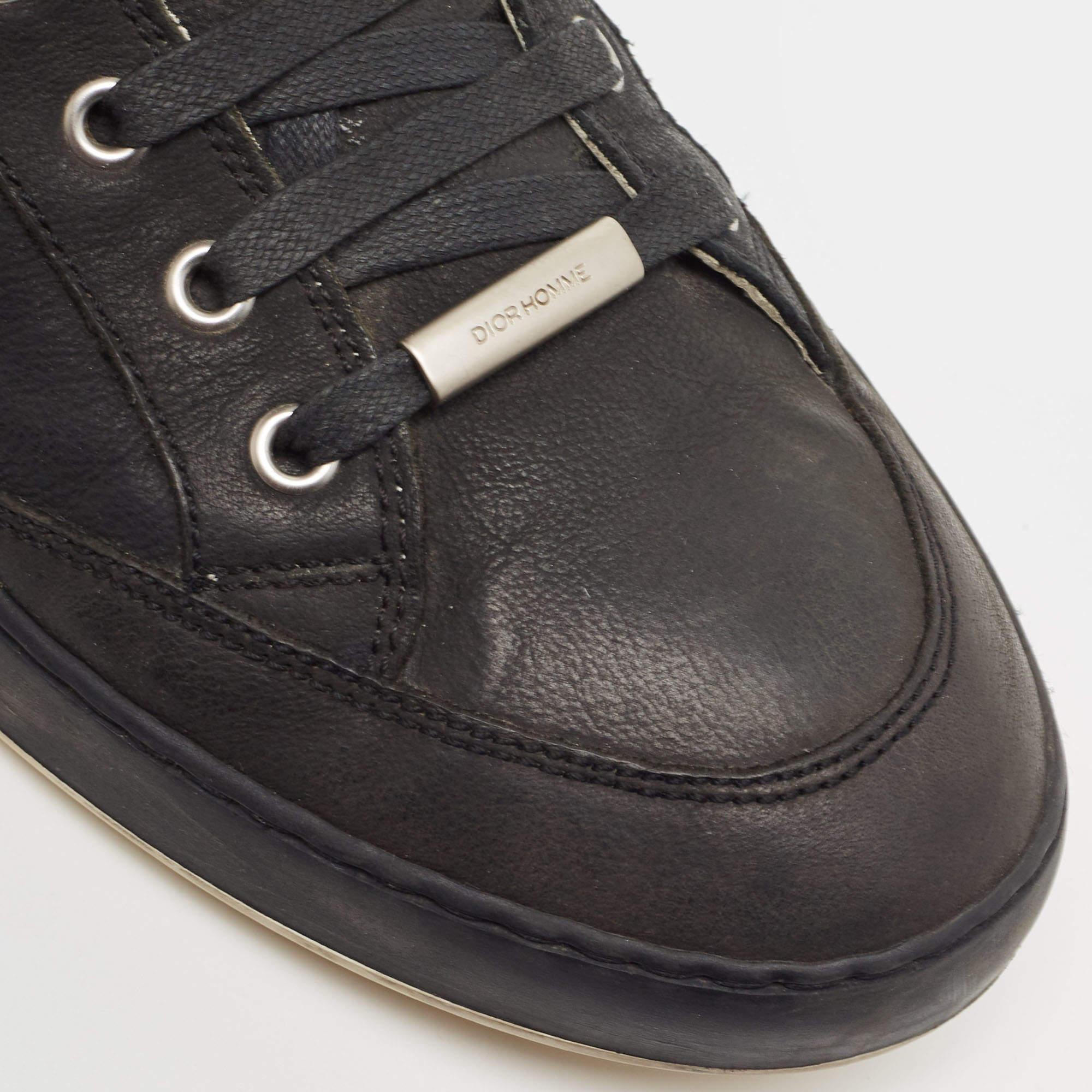 Dior Black/Grey Leather Homme Monochrome High Top Sneakers Size 44 4
