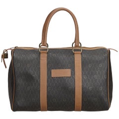 Dior Black Honeycomb Coated Canvas Boston Bag