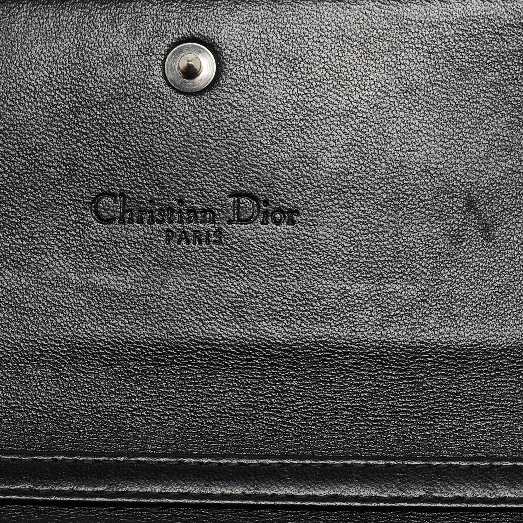 Dior Black Iridescent Cannage Patent and Leather Lady Dior Flap Wallet 7