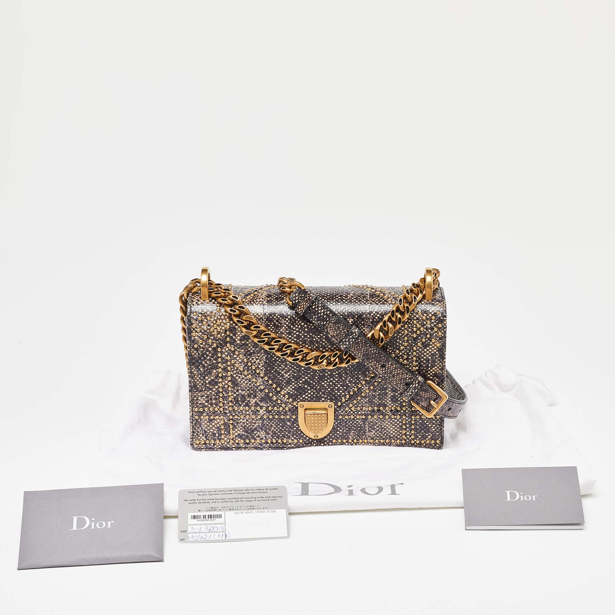 Dior Black Karung Leather Small Studded Diorama Shoulder Bag 11