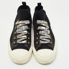 Dior Black Knit Fabric and Leather Walk'n'Dior High Top Sneakers Size 37