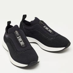 Dior Schwarze Slip On Turnschuhe aus Strickstoff und Neopren B25 Größe 45