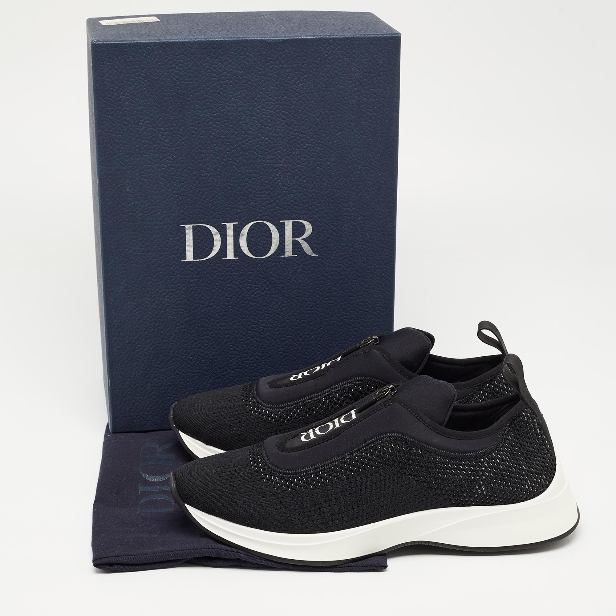 Dior Black Knit Fabric and Neoprene B25 Slip On Sneakers Size 45 5