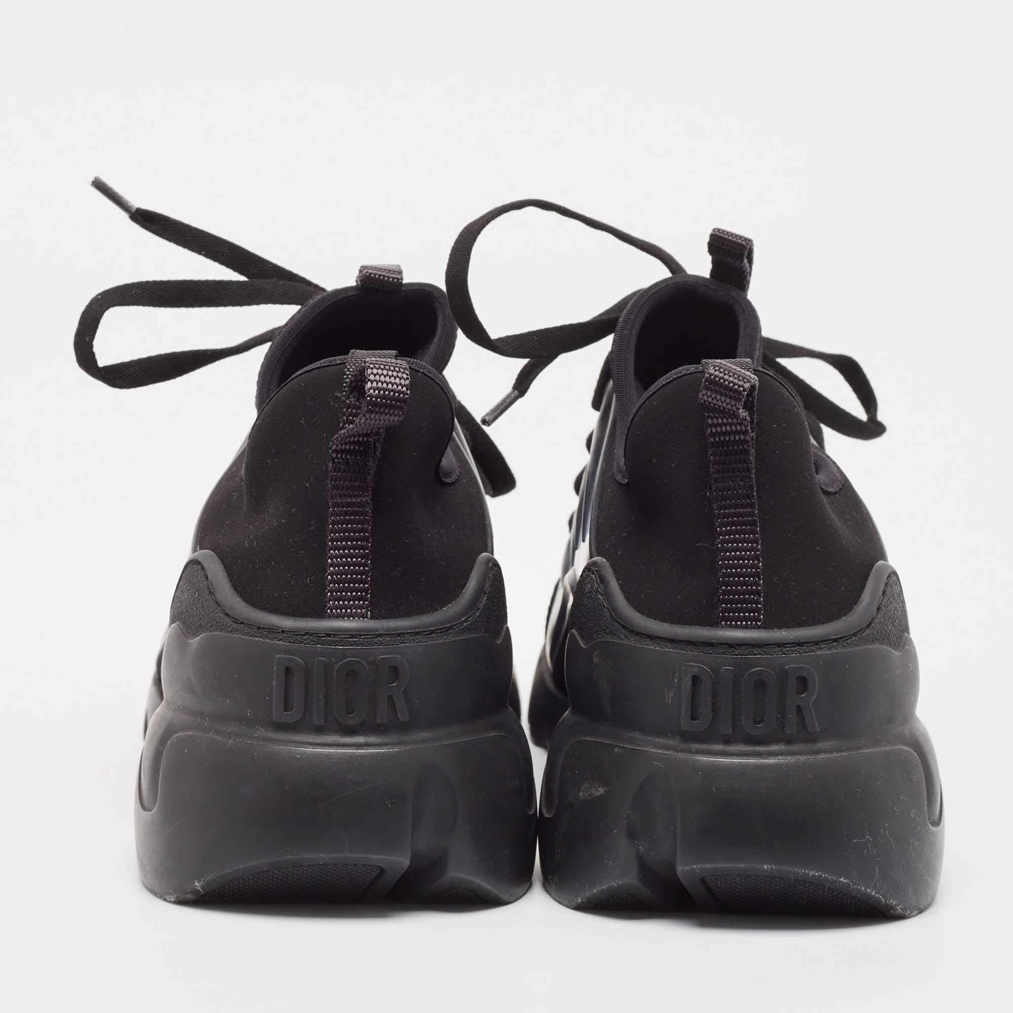 Dior Black Knit Fabric and PVC D-Connect Lace Up Sneakers Size 39 1