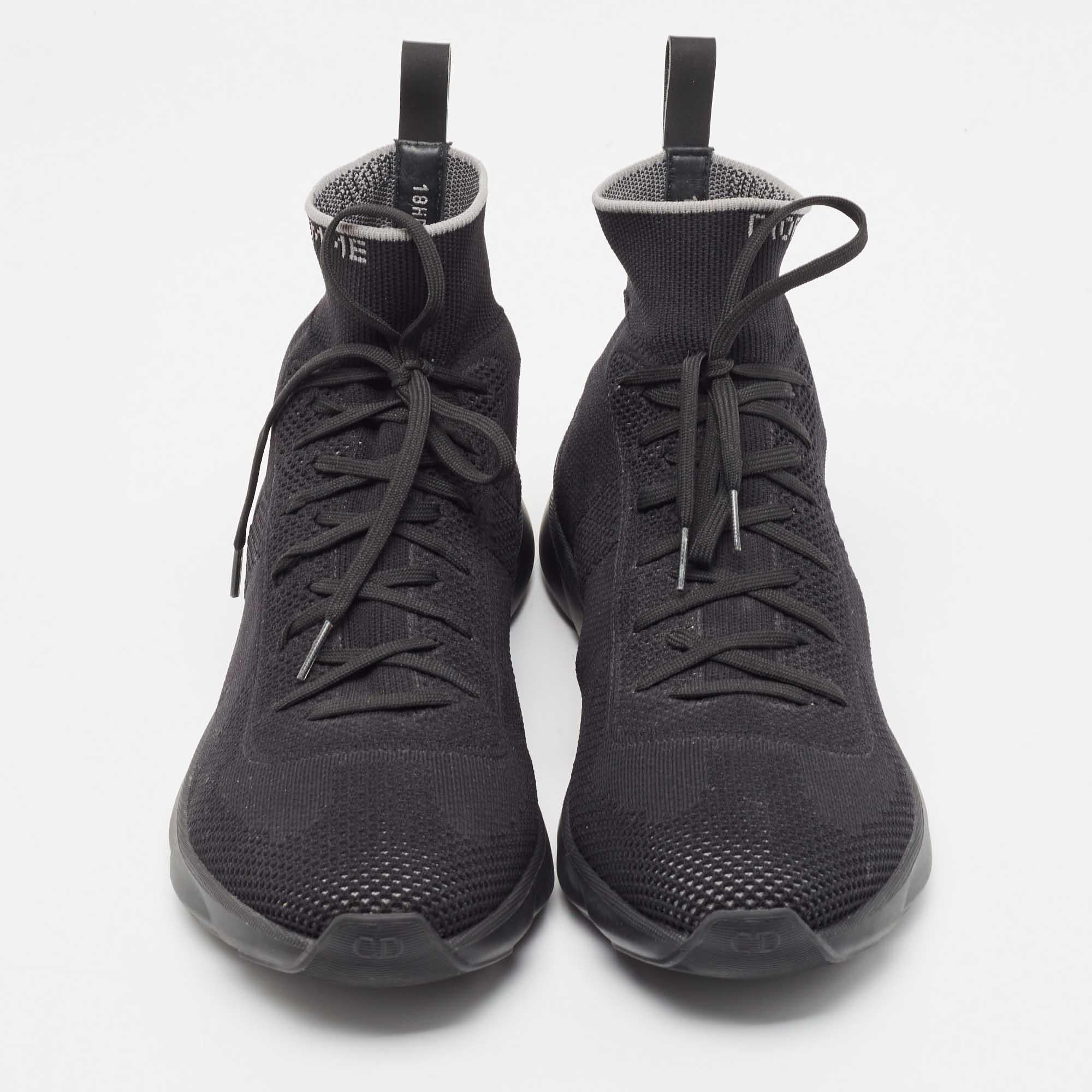 Dior Black Knit Fabric B21 High Top Sneakers Size 44 Pour hommes en vente